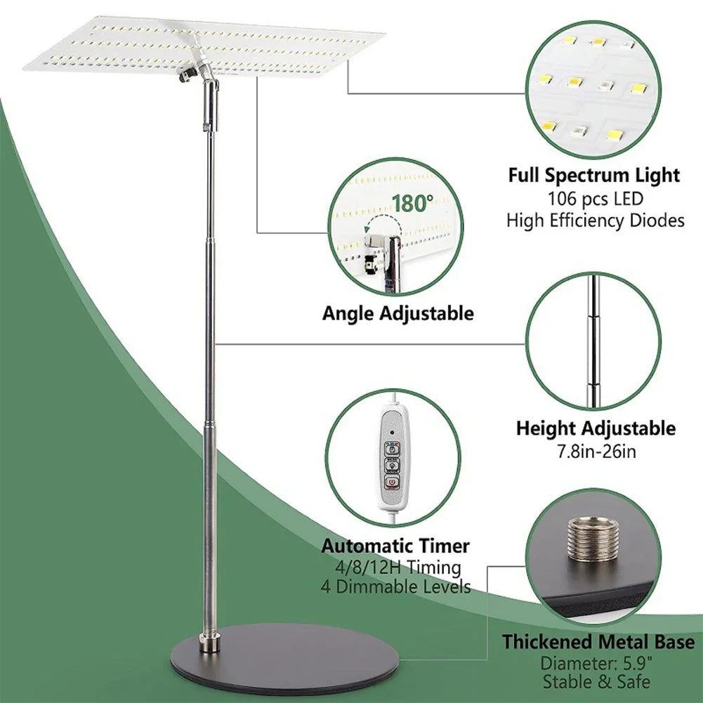 Full Spectrum Plant Lamp Height Adjustable LED Standing Grow Lamp Hydroponics Growing Light for Seedlings Indoor Plants